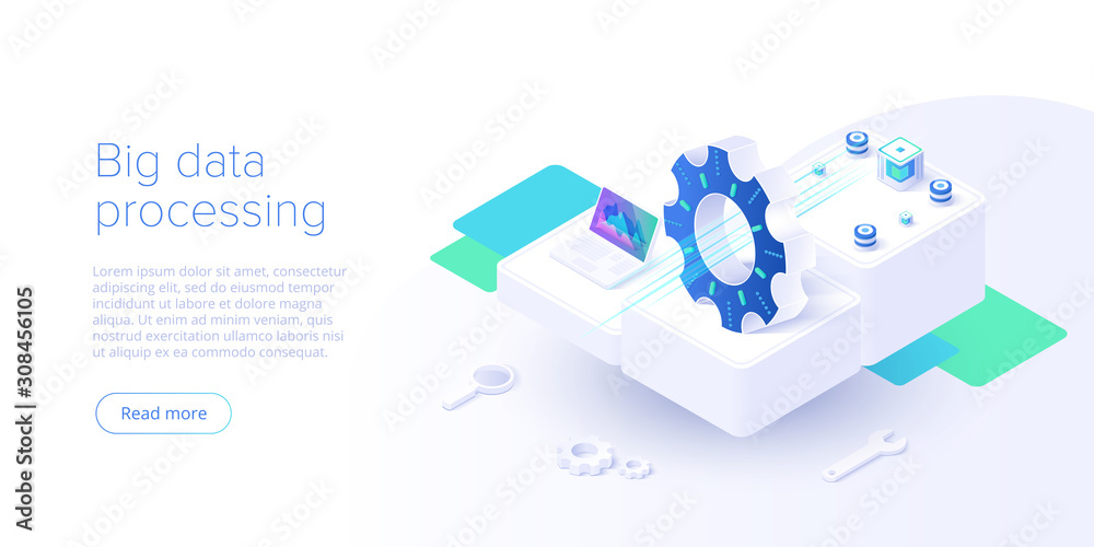 Canvas Prints big data technology in isometric vector illustration. information storage and analysis system. digit