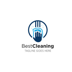 Fototapeta premium cleaning logo and maid icon vector illustration design template