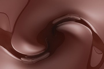3Dレンダリングによる混ざりあうチョコレートクリームの背景用イラスト