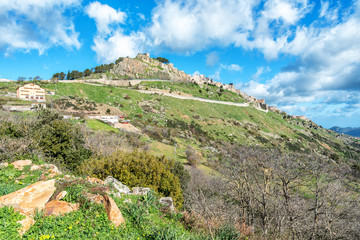Fototapeta na wymiar View over the hill of Geraci Siculo in Sicily, Italy