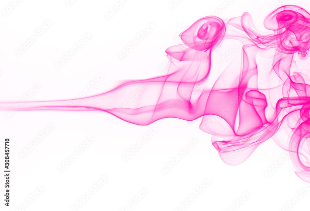 Wall mural Beautiful pink smoke abstract on white background