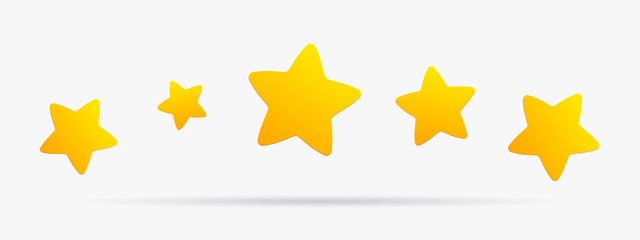 Stars rating isolated on white background. Five stars rating.