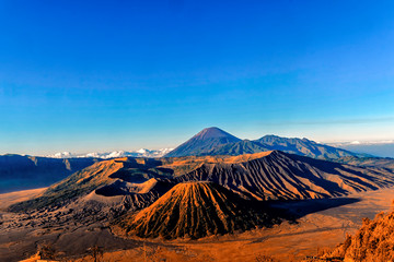 Mount Bromo volcano during sunrise from viewpoint. Mount Bromo is an active volcano and one of the most visited tourist attractions in East Java, Indonesia. .