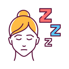 Drowsiness color line icon. Flu symptom. A state of strong desire for sleep, or sleeping for unusually long periods. Pictogram for web page, mobile app, promo. UI UX GUI design element.
