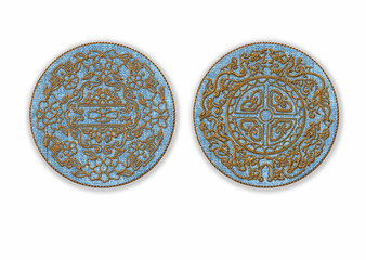 3d golden ethnic embroidery pattern 