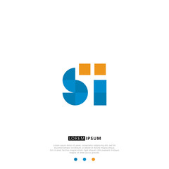 SI S I Logo Monogram with Blue and yellow Colors. modern letter logo design
