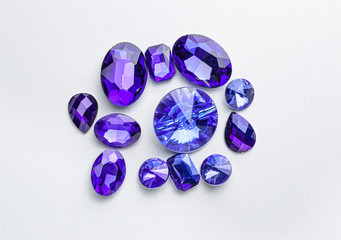 Precious stones for jewellery on light background