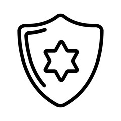 Shield justice icon vector. Thin line sign. Isolated contour symbol illustration