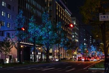大阪市中央区・御堂筋の夜景