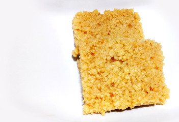 Indian Diwali Sweet Food Kalakand Also Know as Halwa or Mawa Kalakand is a Creamy Delicacy Made From Paneer or Cottage Cheese, The Dish Originated in Alwar, Rajasthan.