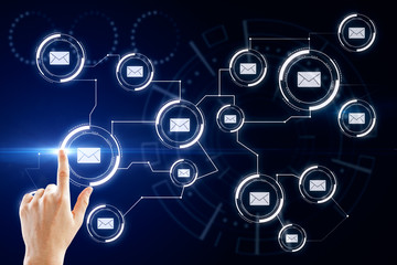 Hand using social media interface