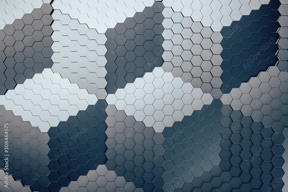 Poster gray background of hexagon texture.