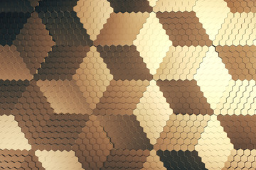 Gold background of hexagon texture.
