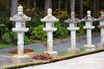 Koyasan, Japan - November 20, 2019: View from entrance Okunoin Cemetery in Koyasan, Japan