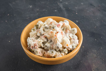 Russian traditional salad Olivier "olive"