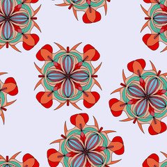 Seamless background, mandala of orange color. Cartoon vector