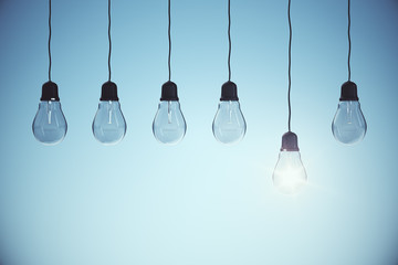 Row of glowing lamps