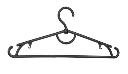 Clothes wooden hanger isolated on white background