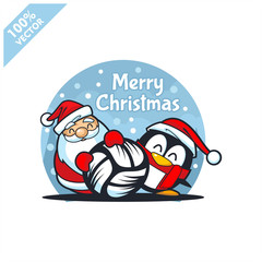 Volleyball ball with santa claus christmas theme logo vector