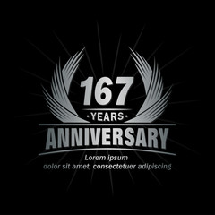 167 years logo design template. Anniversary vector and illustration template.