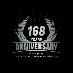 168 years logo design template. Anniversary vector and illustration template.