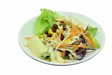 vegetable with wholegrain salad dressing mayonnaise salad on plate