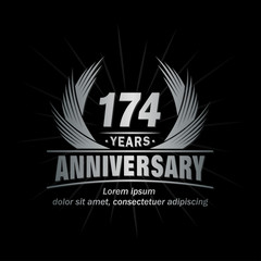 174 years logo design template. Anniversary vector and illustration template.