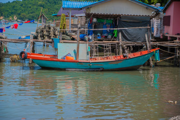 Fototapeta na wymiar Wooden boat tour, Wooden boat tour from Thailand country