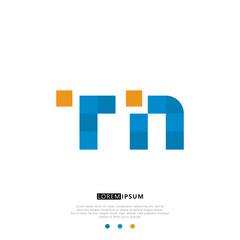 TN T N Logo Monogram with Blue and yellow Colors. modern letter logo design	