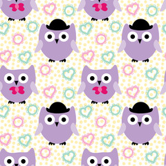 seamless repeat pattern with cute owls