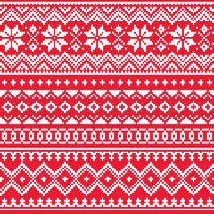 Christmas, winter vector seamless pattern, Scandinavian folk art design, traditional knitting and embroidery inspired by Sami people, Lapland art