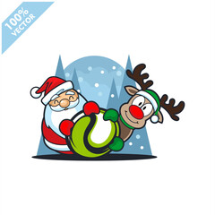 Tennis ball with santa claus christmas theme logo vector