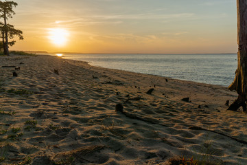 Sunset on sandy beach