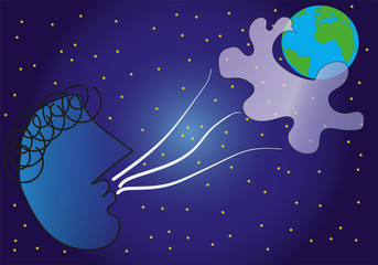 Luna expulsando la contaminación hacia el planeta tierra. © Gabrieuskal