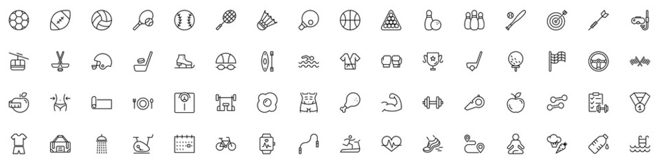SPORT vs FITNESS line thin icons set. Vector illustrations collection EPS10.