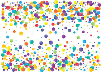 Festive color round confetti background. Abstract frame confetti texture for holiday, postcard, poster, website, carnivals, birthday and children's parties. Cover confetti mock-up. Wedding card layout