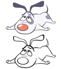 Vector Illustration of a Cute Cartoon Character Hunting Dog for you Design and Computer Game. Coloring Book Outline 