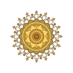 Mandala art color pattern white background, Lotus pattern.