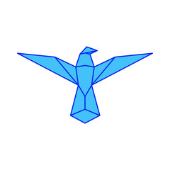Bird logo origami styled. origami bird. 