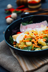Dutch Mimolette egg pasta salad