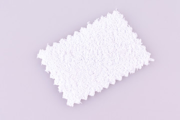 sample piece white color fabric isolated on pink background