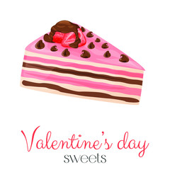 Valentine's day chocolate, strawberry cake, vector illustration design.