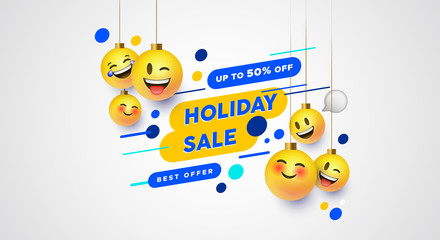 Holiday sale chat face emoticon business template