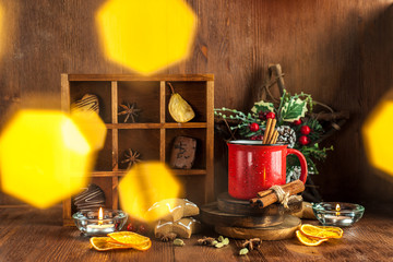 Christmas hot drinks in a mug.
