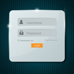 Vector Screen and web design icons for  login. And the Account Settings screen.