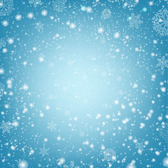 Fototapeta premium Winter Poster With Snow And Blue Background