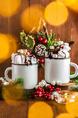 Christmas hot drinks in a mug.