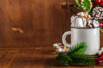 Christmas hot drinks in a mug.