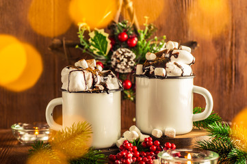 Christmas hot drinks in a mug.