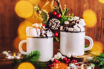 Christmas hot drinks in a mug.